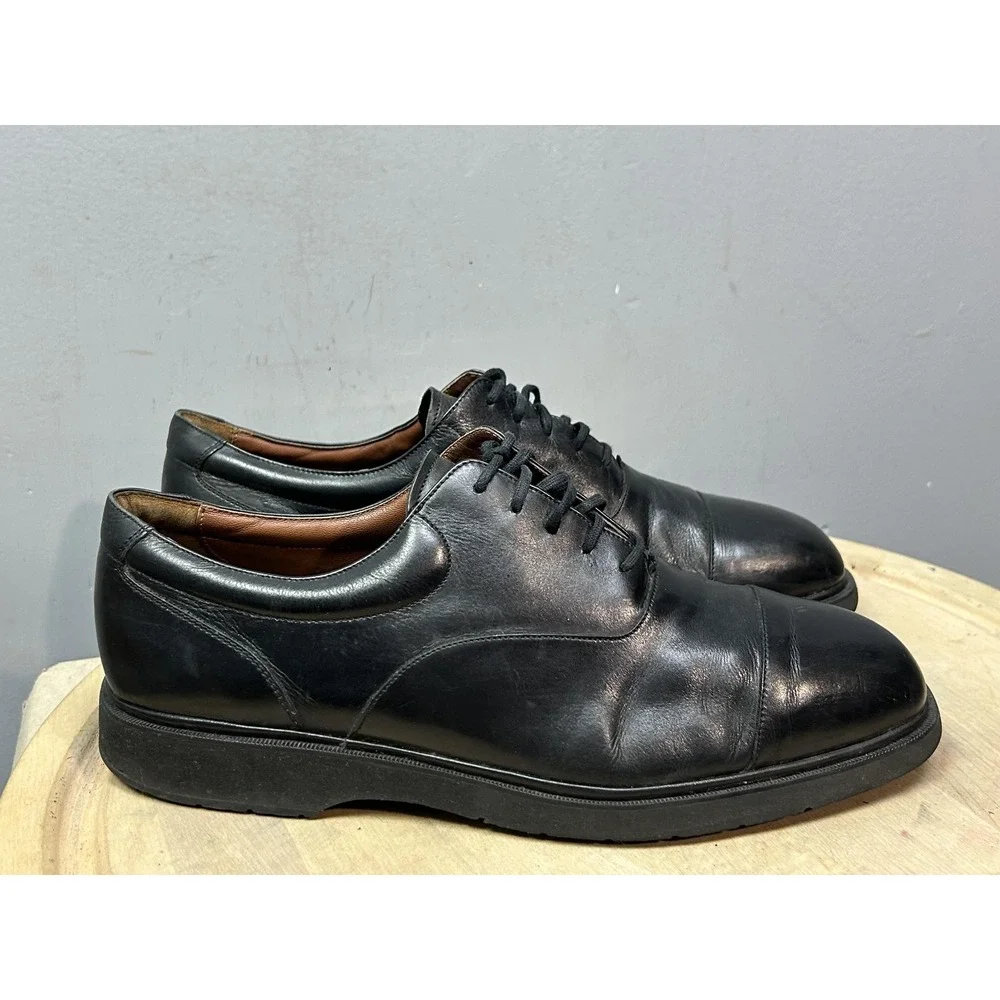 Rockport Dress Shoes Mens Size 13 Black Leather Oxford Cap Toe Vibram‎ MM338